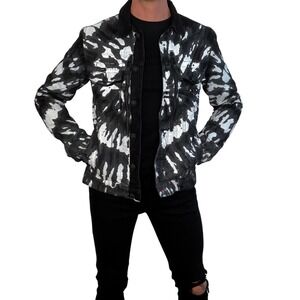 Philipp Plein "Washed with Love" Black White‎ Tie-Dye Denim Jacket Size M | Rare